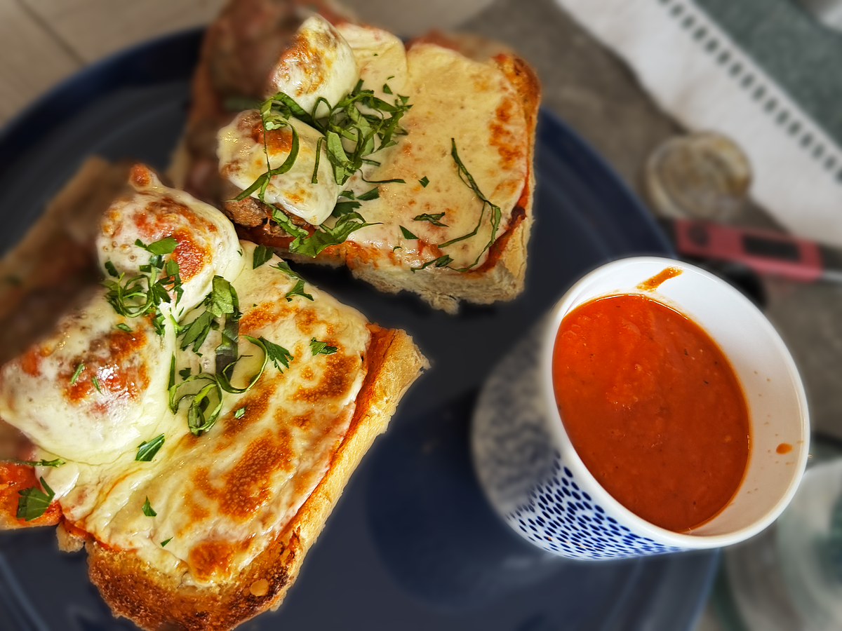 Chicken parm on toast, made by Charlie B's