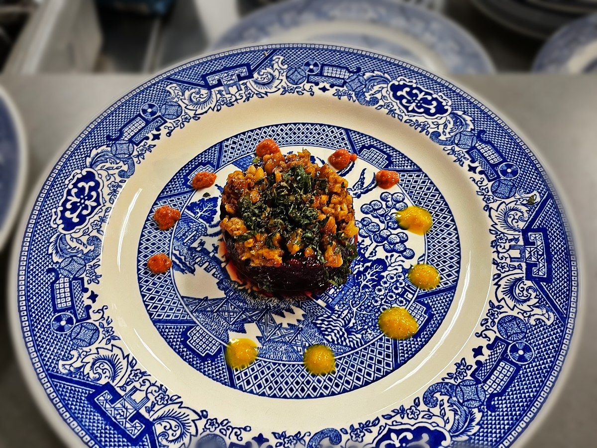 Herb-crusted crab cake, made by Charlie B's